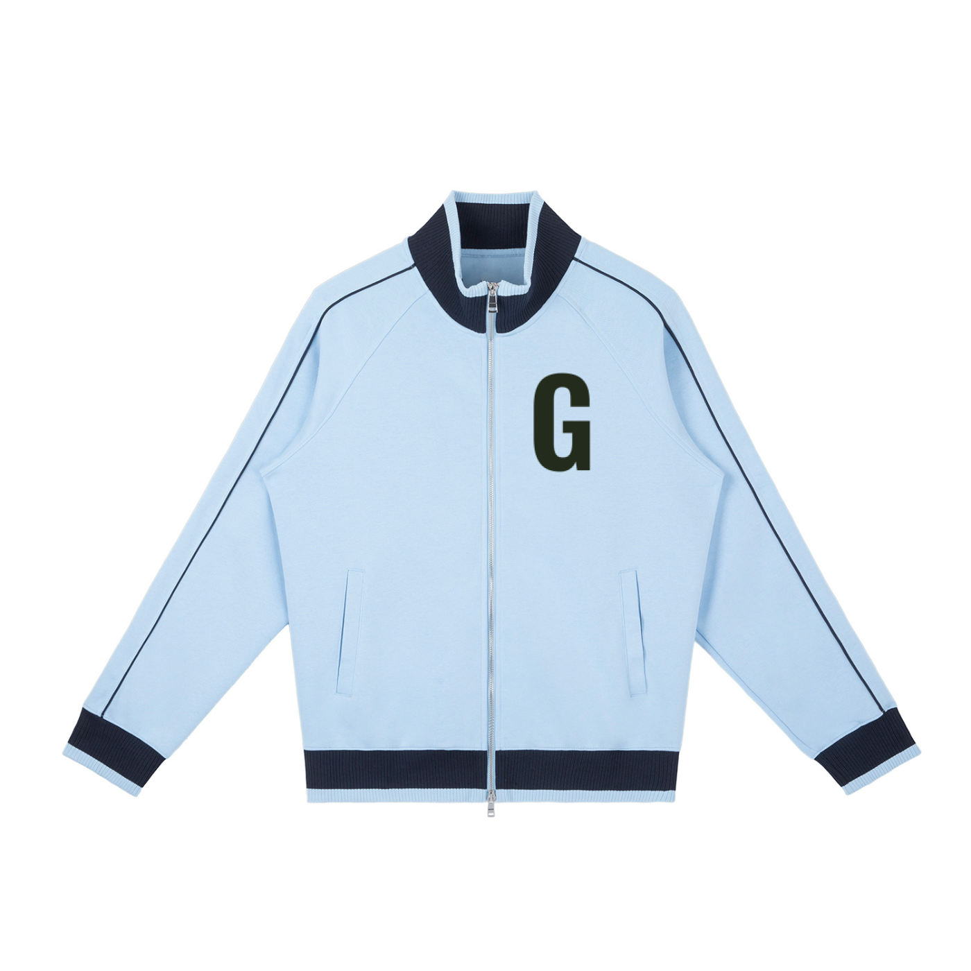 Color Block Raglan Sleeve Zip Track Jacket